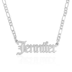 Custom Gothic Name Necklace With Figaro Chain La Vie Bien Custom Gothic Name Necklace With Figaro Chain
