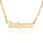 Custom Gothic Name Necklace With Figaro Chain La Vie Bien Custom Gothic Name Necklace With Figaro Chain