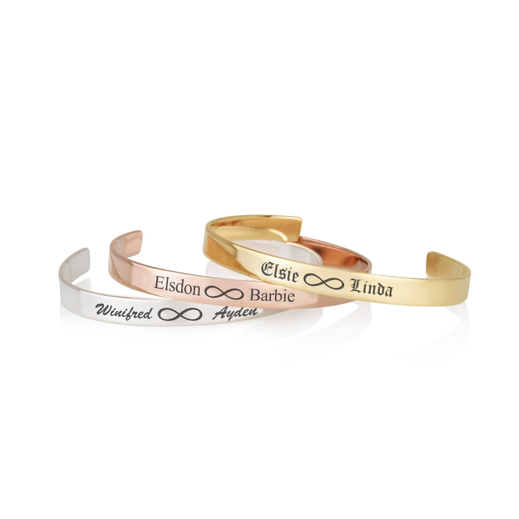 Custom Infinity Names Cuff Bracelet La Vie Bien Custom Infinity Names Cuff Bracelet