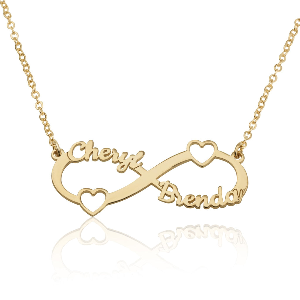 Custom Infinity Necklace With Two Names And Two Hearts La Vie Bien Custom Infinity Necklace With Two Names And Two Hearts