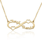 Custom Infinity Necklace With Two Names And Two Hearts La Vie Bien Custom Infinity Necklace With Two Names And Two Hearts