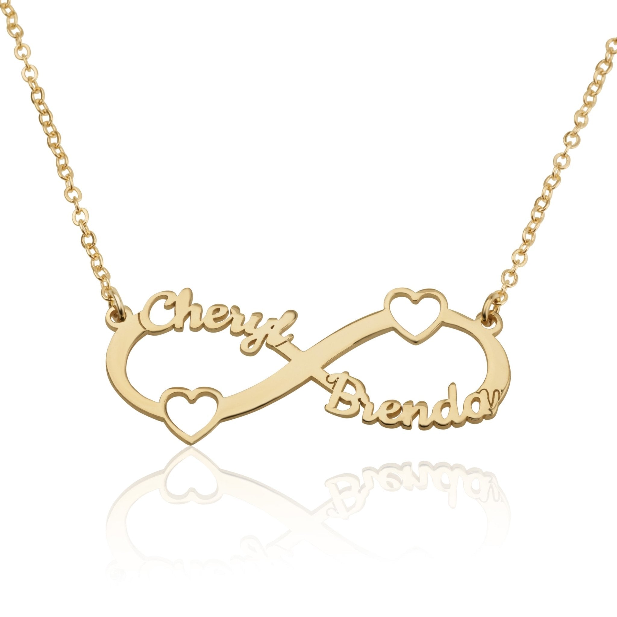 Custom Infinity Necklace With Two Names And Two Hearts La Vie Bien Custom Infinity Necklace With Two Names And Two Hearts