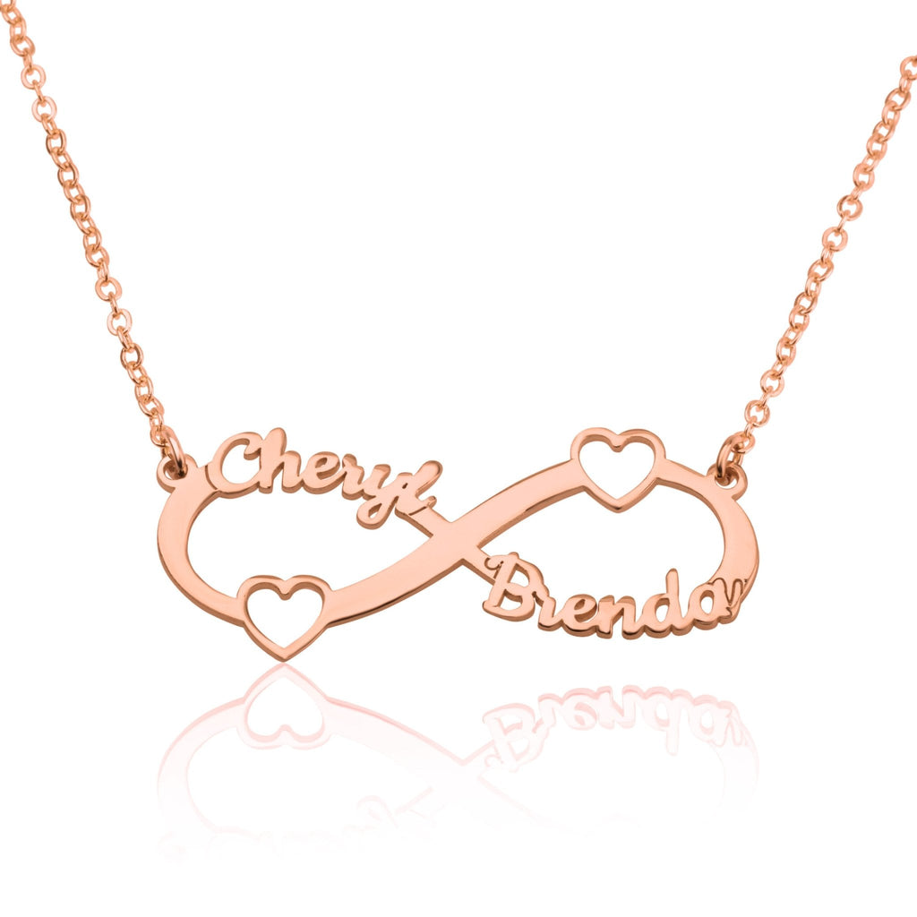 Custom Infinity Necklace With Two Names And Two Hearts La Vie Bien Custom Infinity Necklace With Two Names And Two Hearts