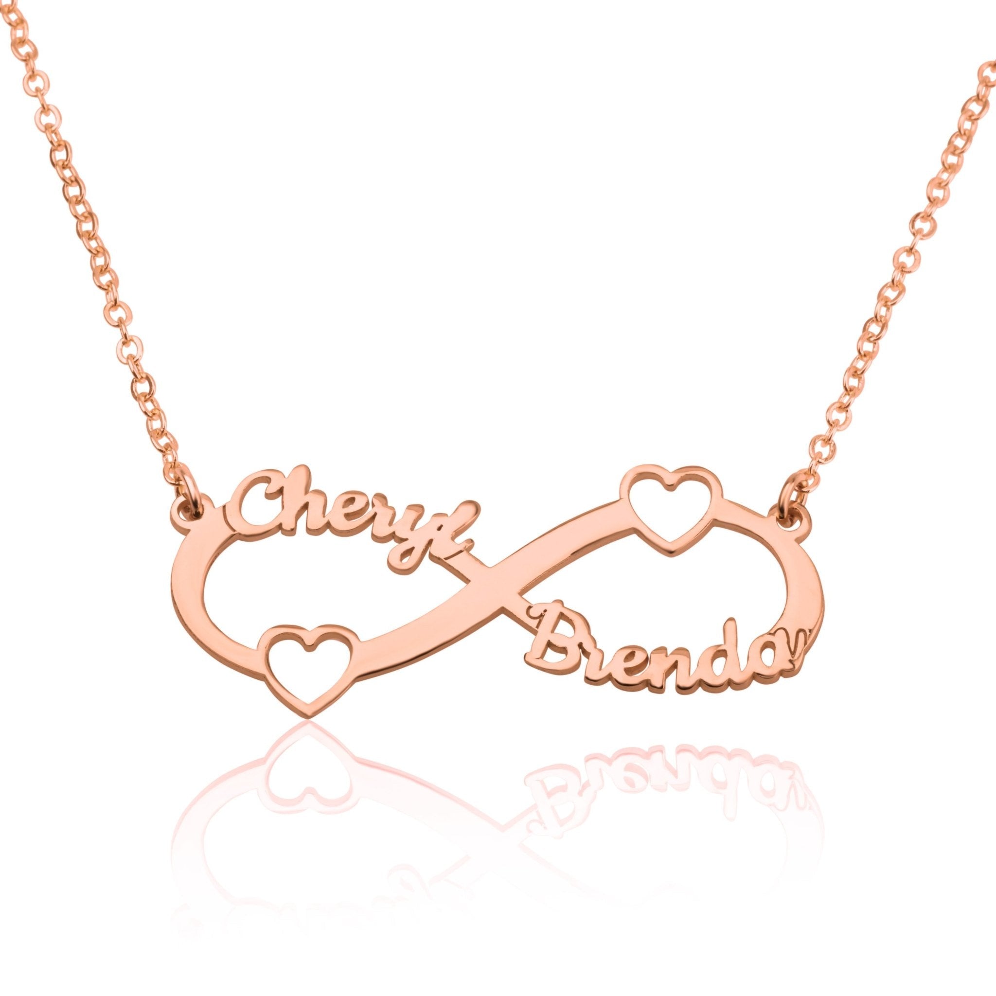 Custom Infinity Necklace With Two Names And Two Hearts La Vie Bien Custom Infinity Necklace With Two Names And Two Hearts