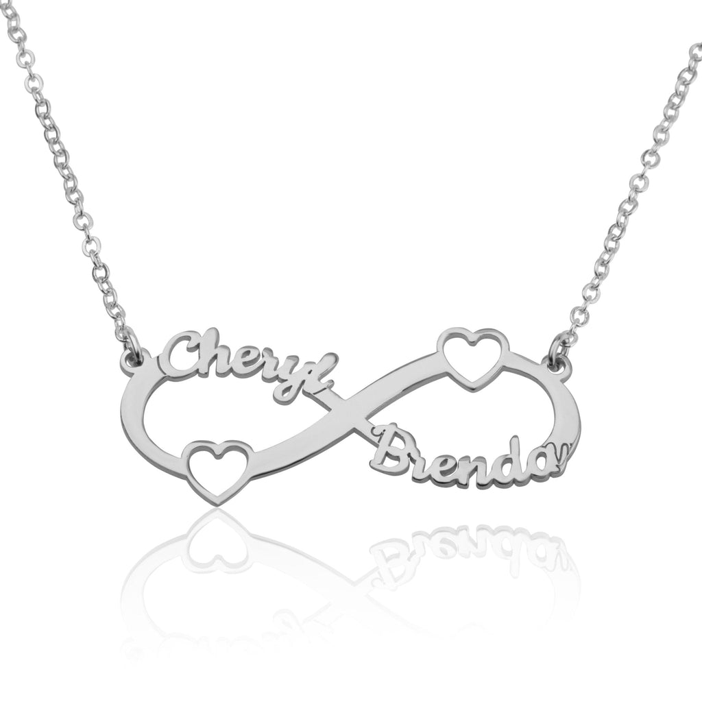 Custom Infinity Necklace With Two Names And Two Hearts La Vie Bien Custom Infinity Necklace With Two Names And Two Hearts