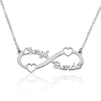 Custom Infinity Necklace With Two Names And Two Hearts La Vie Bien Custom Infinity Necklace With Two Names And Two Hearts