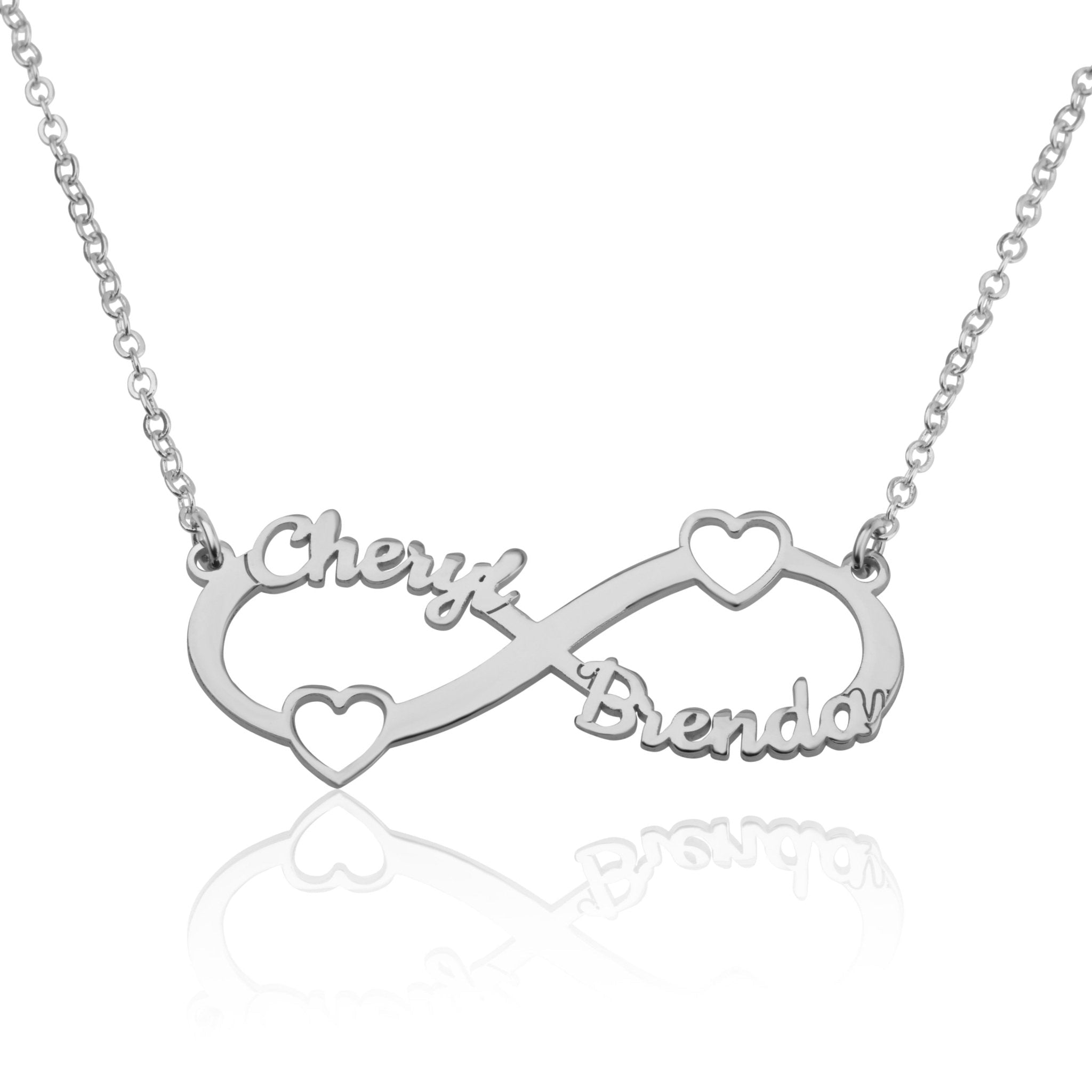Custom Infinity Necklace With Two Names And Two Hearts La Vie Bien Custom Infinity Necklace With Two Names And Two Hearts