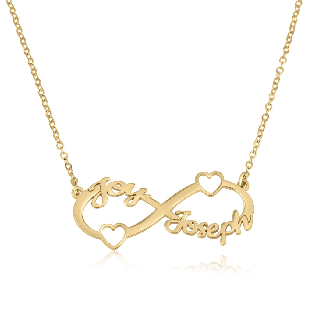 Custom Infinity Necklace With Two Names And Two Hearts La Vie Bien Custom Infinity Necklace With Two Names And Two Hearts