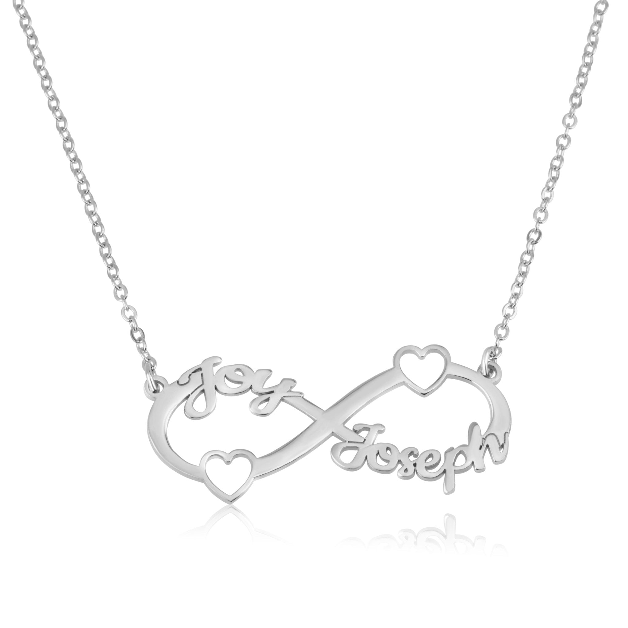 Custom Infinity Necklace With Two Names And Two Hearts La Vie Bien Custom Infinity Necklace With Two Names And Two Hearts