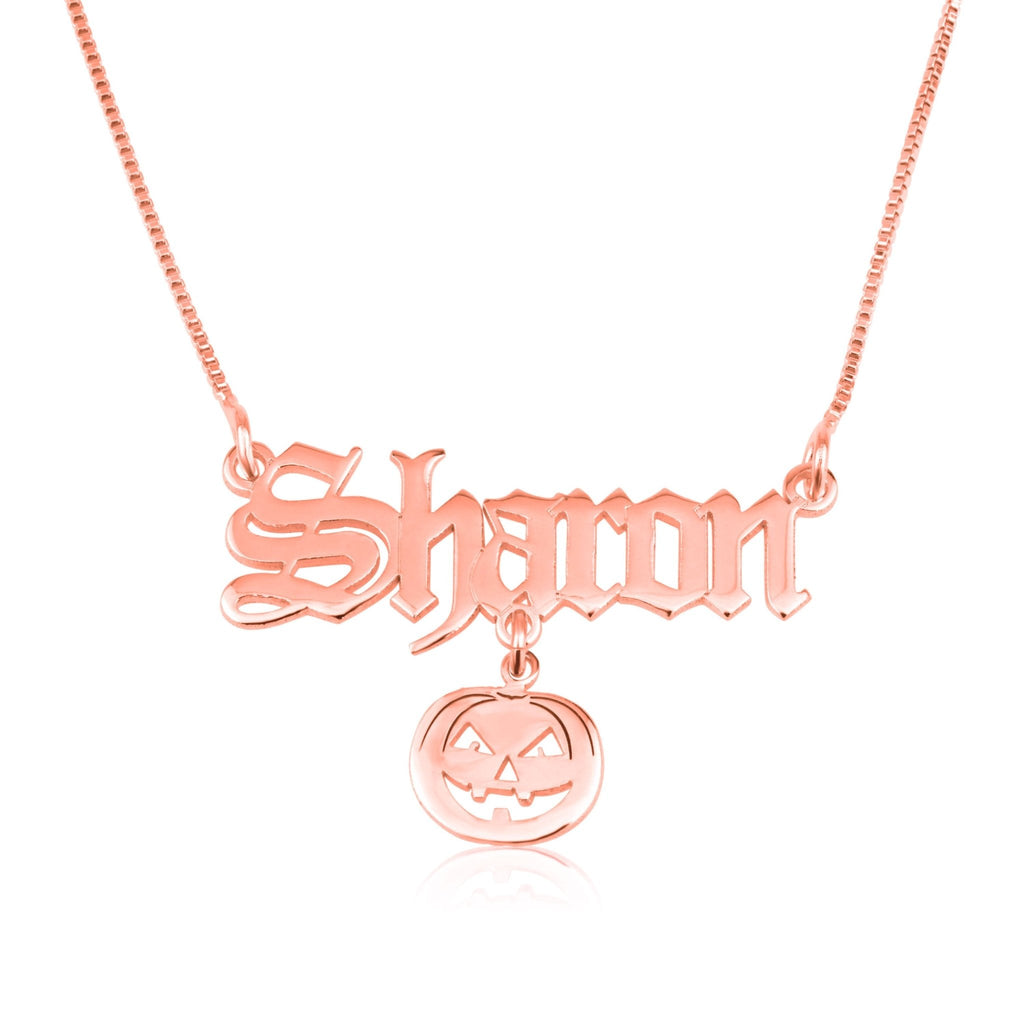 Custom Name Necklace With Pumpkin