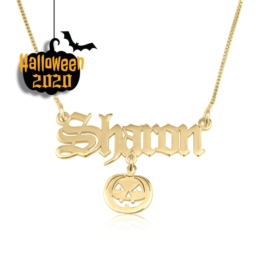 Custom Name Necklace With Pumpkin La Vie Bien Custom Name Necklace With Pumpkin