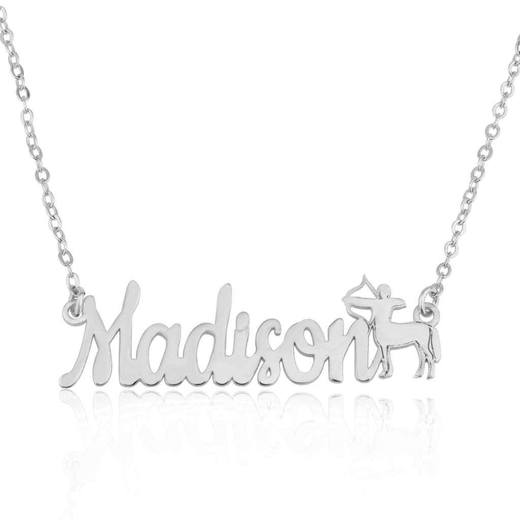 Custom Name Necklace With Sagittarius Zodiac Sign La Vie Bien Custom Name Necklace With Sagittarius Zodiac Sign