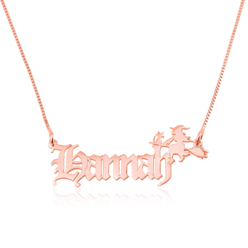 Custom Name Necklace With Witch La Vie Bien Custom Name Necklace With Witch