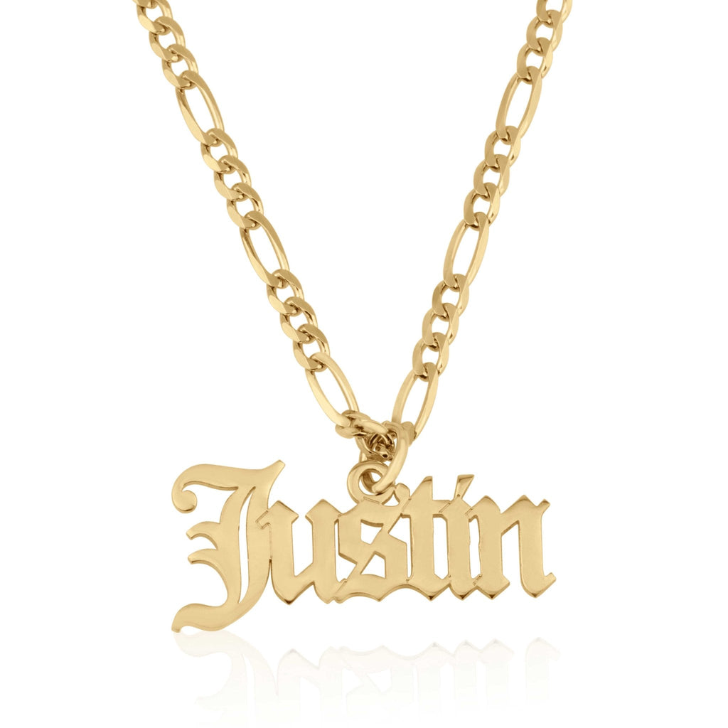 Custom Name Plate Necklace With Figaro Chain La Vie Bien Custom Name Plate Necklace With Figaro Chain