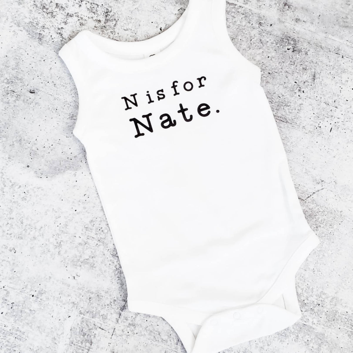 Custom Name Sleeveless Organic Cotton Baby Bodysuit Kids' Clothes La Vie Bien Custom Name Sleeveless Organic Cotton Baby Bodysuit