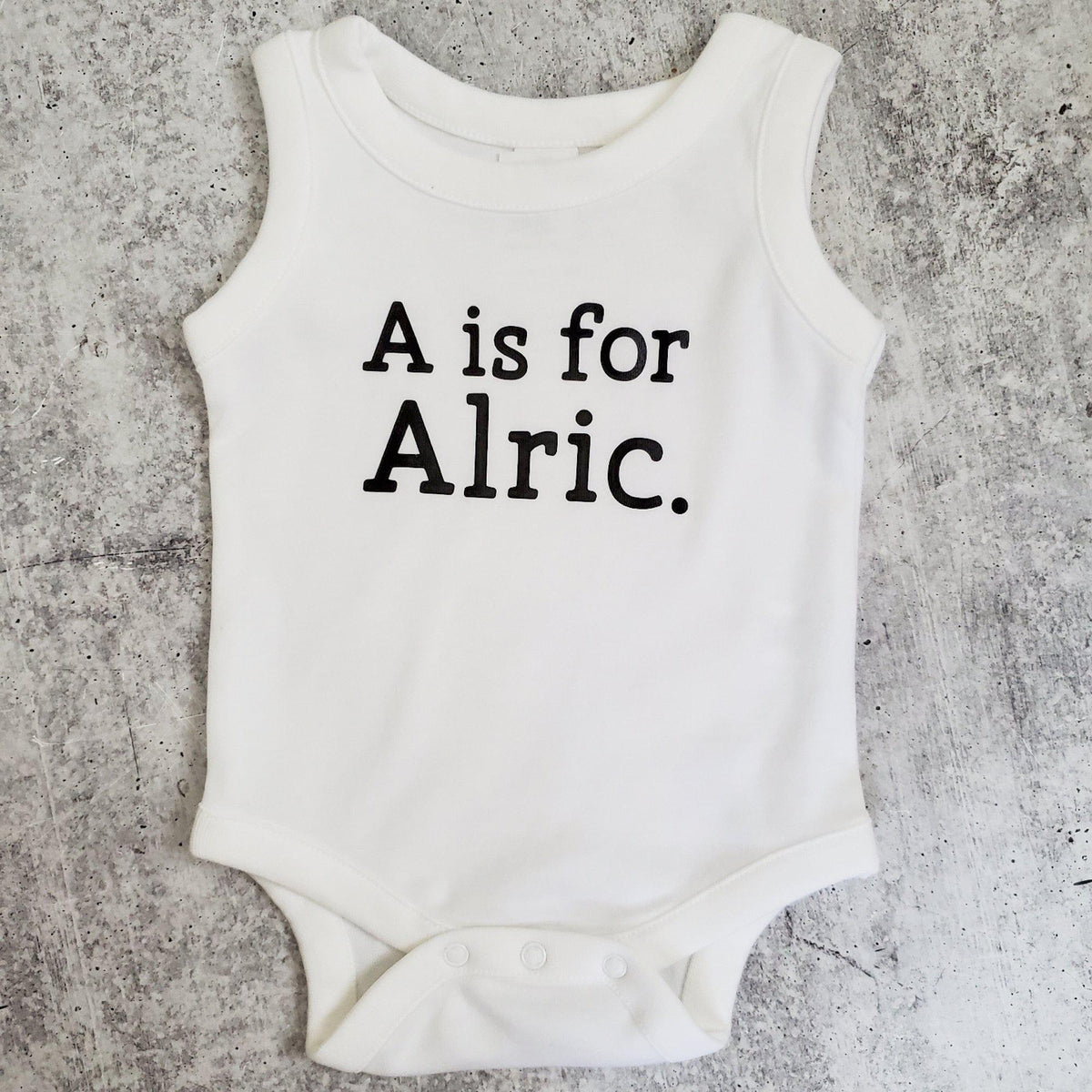 Custom Name Sleeveless Organic Cotton Baby Bodysuit Kids' Clothes La Vie Bien Custom Name Sleeveless Organic Cotton Baby Bodysuit