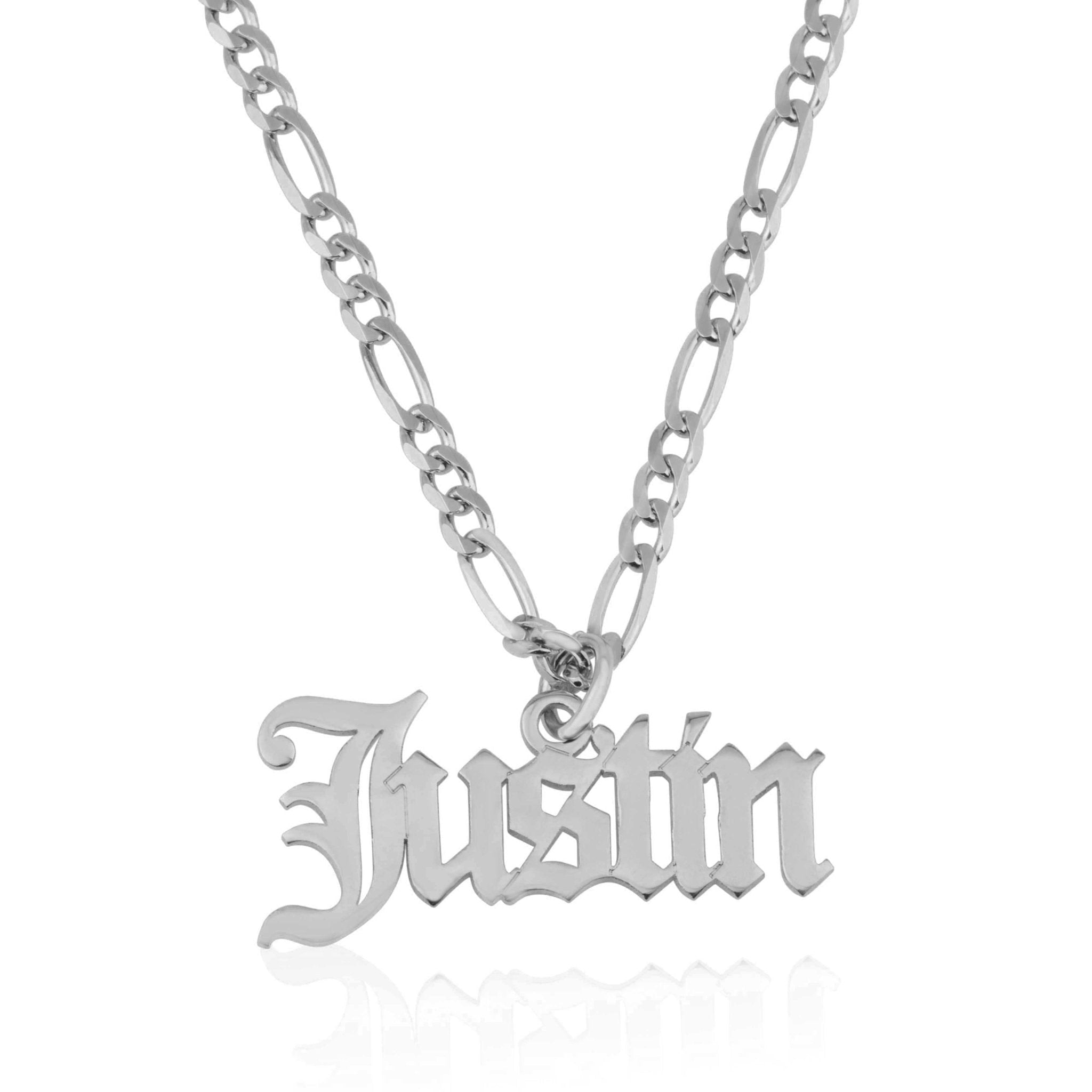 Custom Old English Name Necklace With Figaro Chain La Vie Bien Custom Old English Name Necklace With Figaro Chain