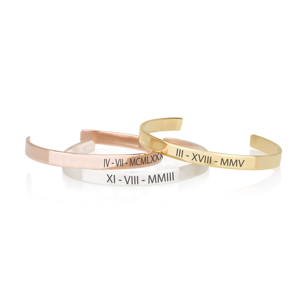 Custom Roman Numeral Cuff Bracelet La Vie Bien Custom Roman Numeral Cuff Bracelet