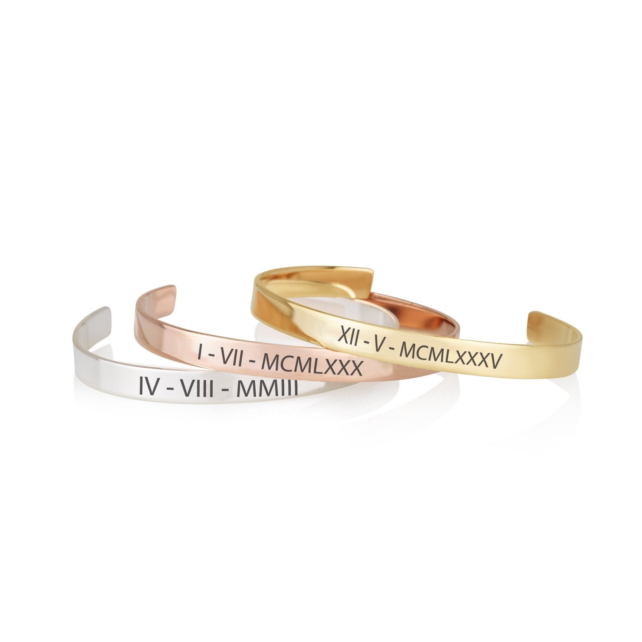 Custom Roman Numeral Cuff Bracelet La Vie Bien Custom Roman Numeral Cuff Bracelet