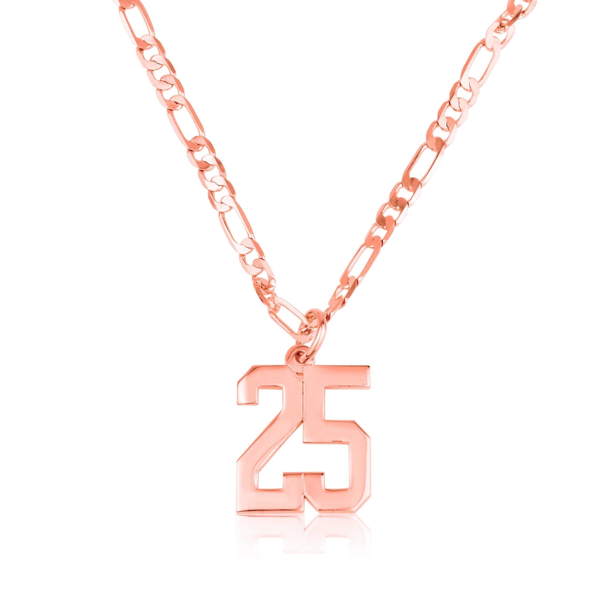 Custom Sports Number Necklace With Figaro Chain La Vie Bien Custom Sports Number Necklace With Figaro Chain
