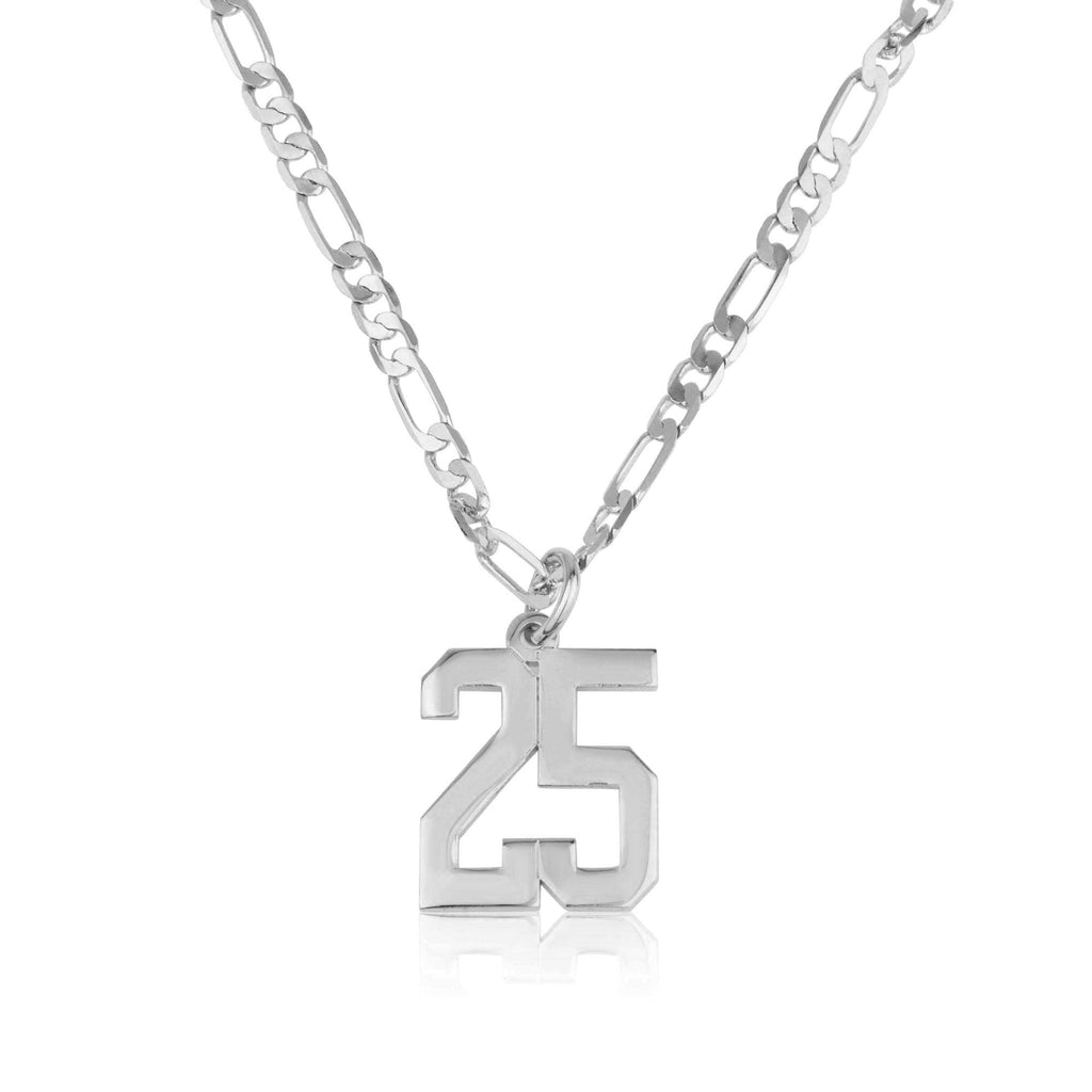 Custom Sports Number Necklace With Figaro Chain La Vie Bien Custom Sports Number Necklace With Figaro Chain