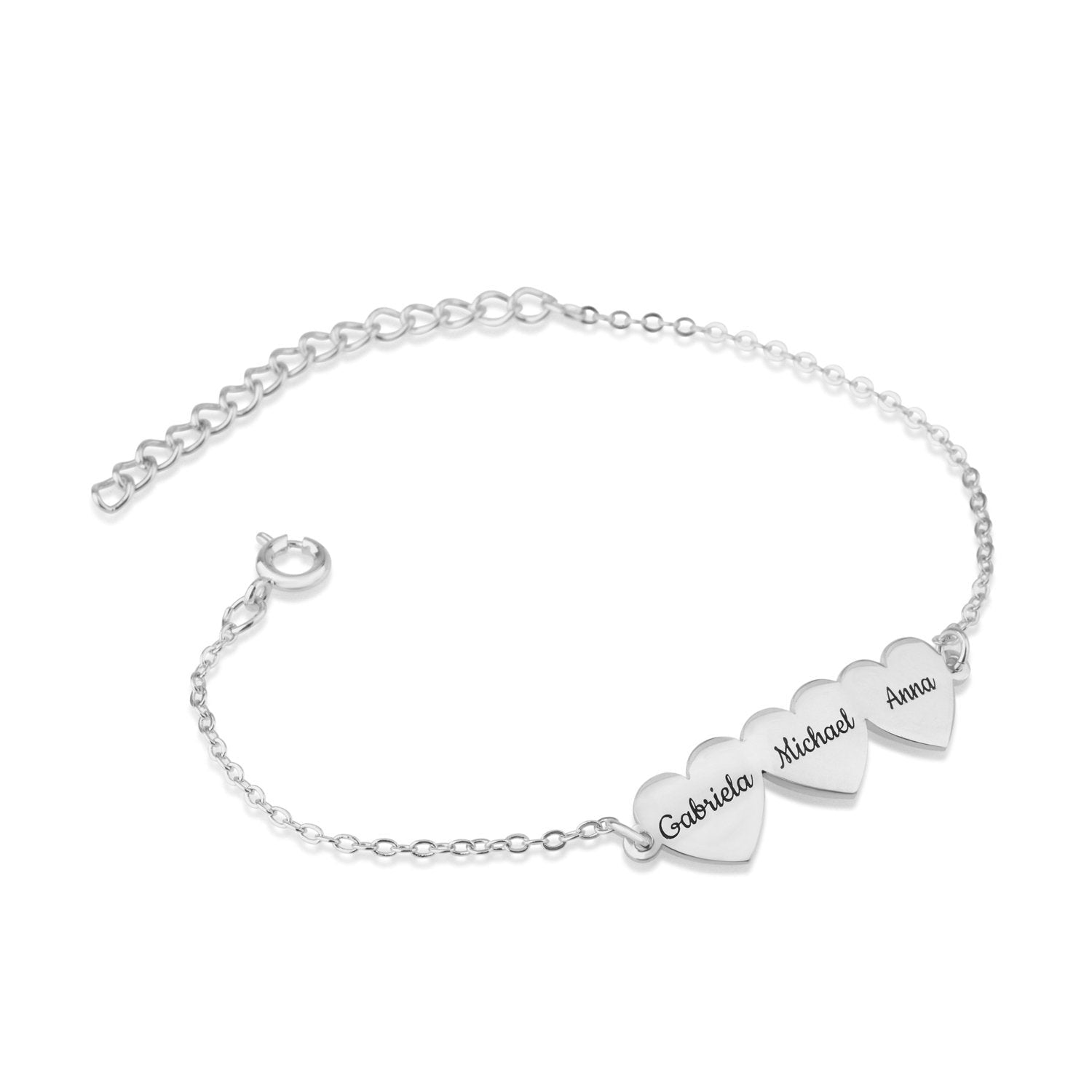 Custom Three Hearts Name Bracelet La Vie Bien Custom Three Hearts Name Bracelet
