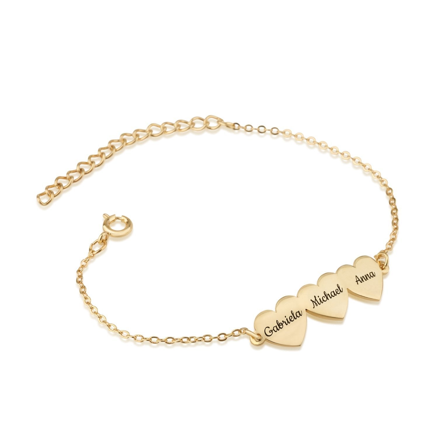 Custom Three Hearts Name Bracelet La Vie Bien Custom Three Hearts Name Bracelet