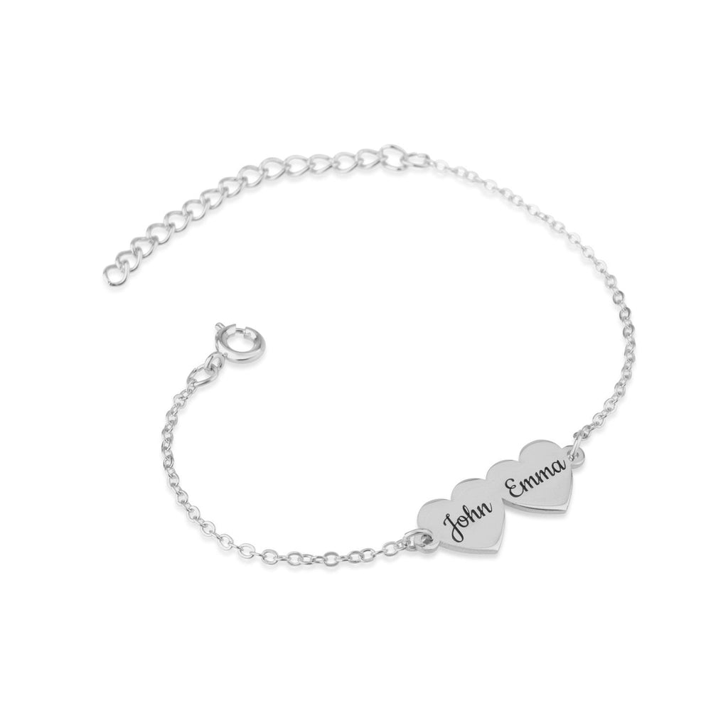 Custom Two Hearts Name Bracelet La Vie Bien Custom Two Hearts Name Bracelet