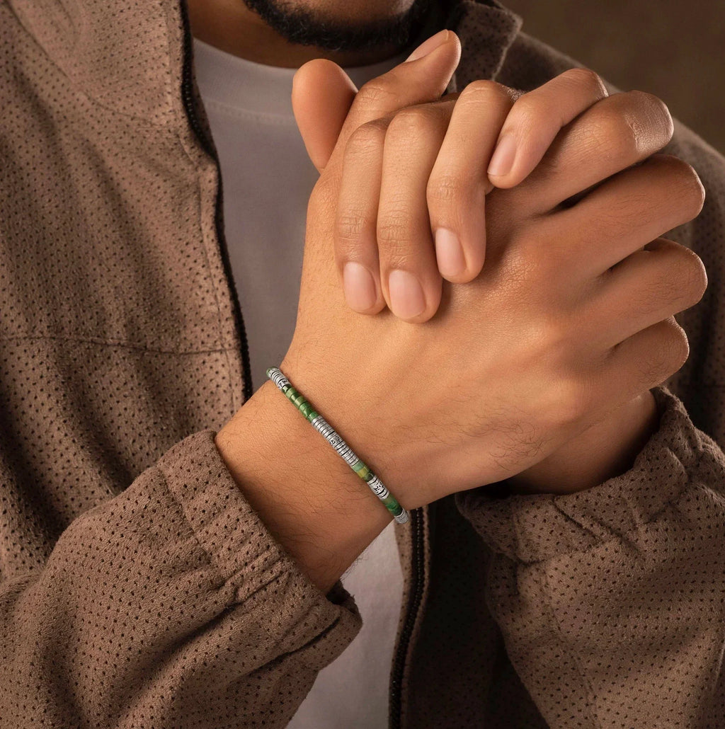 Quiet Strength - Jade Heishi Mantra Bracelet by Karma and Luck