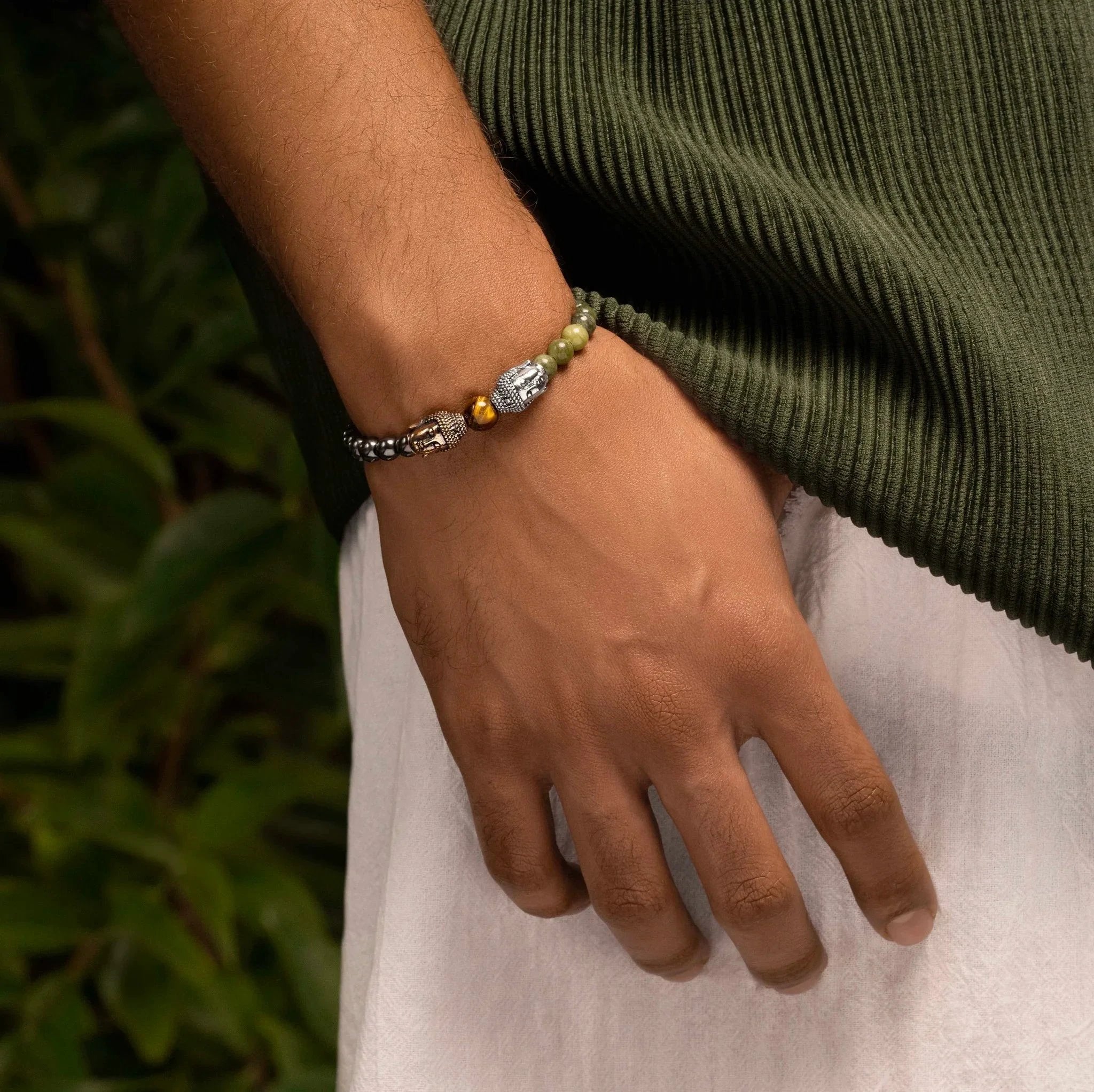 Serene Existence - Jade Hematite Buddha Bracelet by Karma and Luck