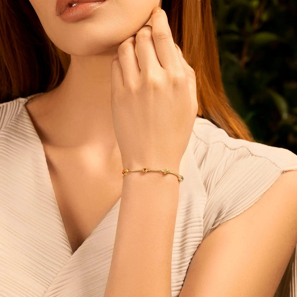 Careful Alignment - Gold Plated 7 Stones Chakra Bracelet by Karma and Luck