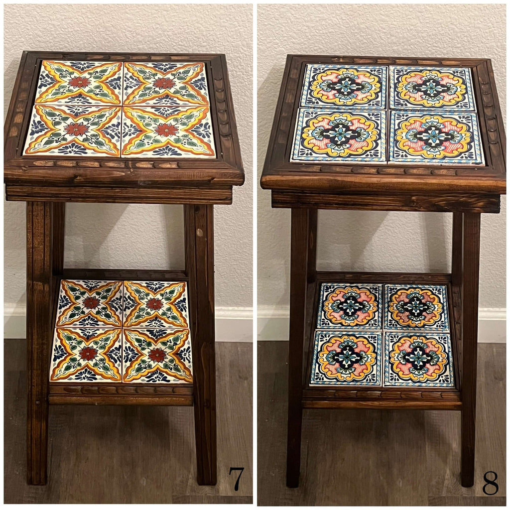 Customizable Mexican End Table | Talavera Tile Wood Side Table Mexican End Table La Vie Bien Customizable Mexican End Table | Talavera Tile Wood Side Table