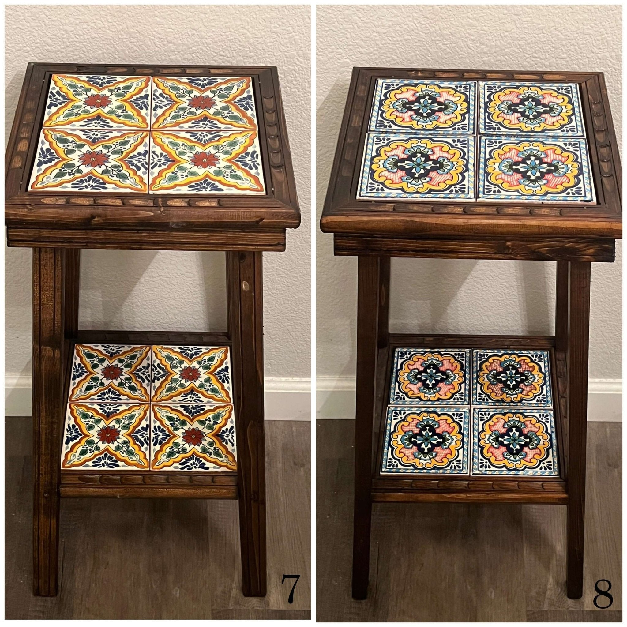 Customizable Mexican End Table | Talavera Tile Wood Side Table Mexican End Table La Vie Bien Customizable Mexican End Table | Talavera Tile Wood Side Table