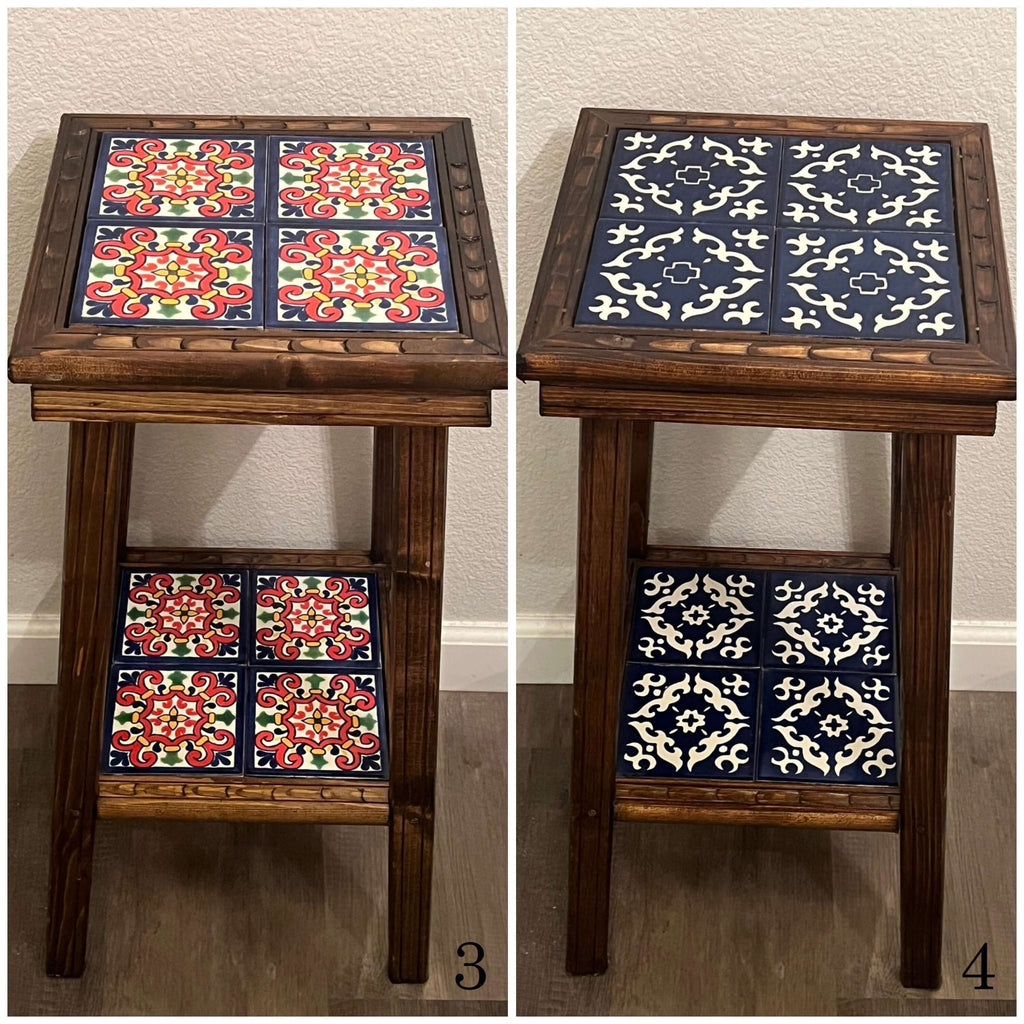 Customizable Mexican End Table | Talavera Tile Wood Side Table Mexican End Table La Vie Bien Customizable Mexican End Table | Talavera Tile Wood Side Table