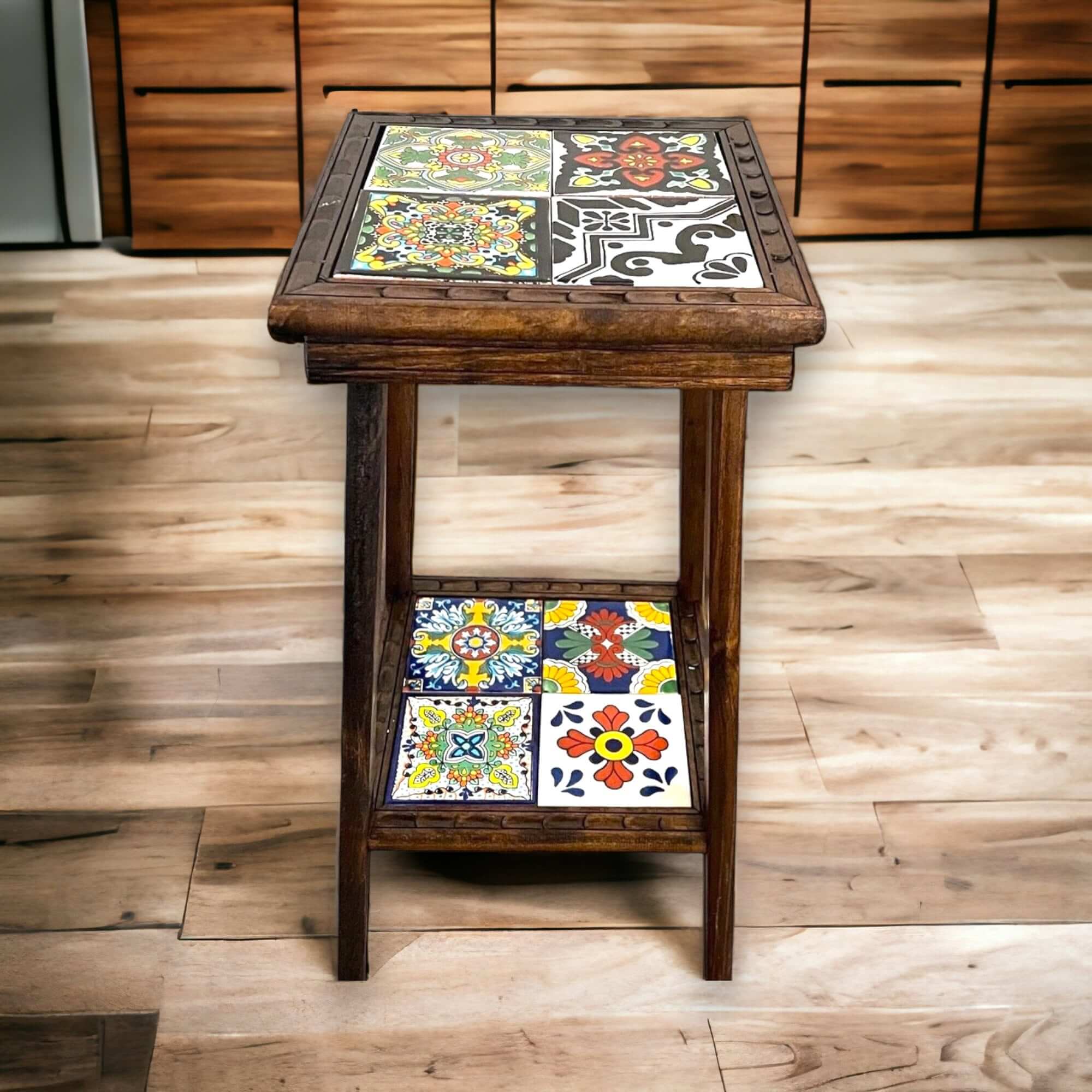 Customizable Mexican End Table | Talavera Tile Wood Side Table Mexican End Table La Vie Bien Customizable Mexican End Table | Talavera Tile Wood Side Table