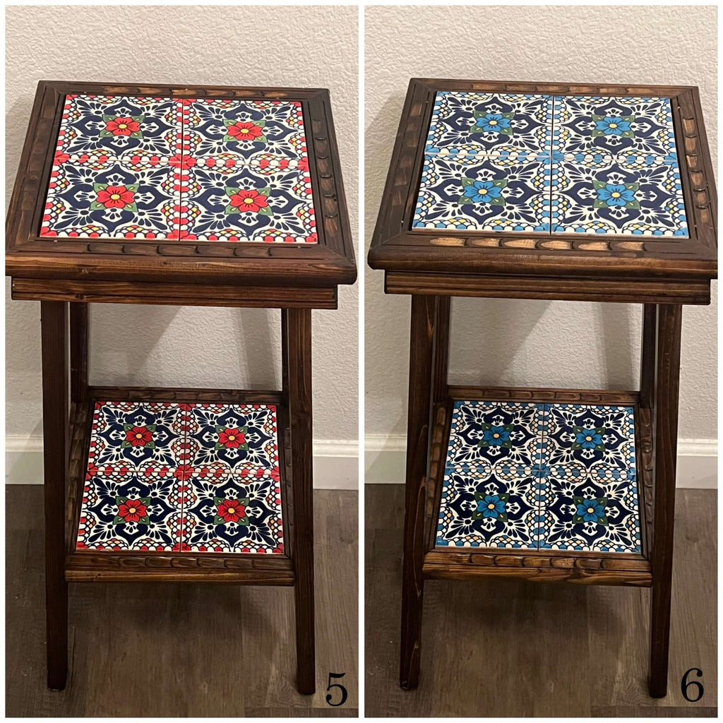 Customizable Mexican End Table | Talavera Tile Wood Side Table Mexican End Table La Vie Bien Customizable Mexican End Table | Talavera Tile Wood Side Table