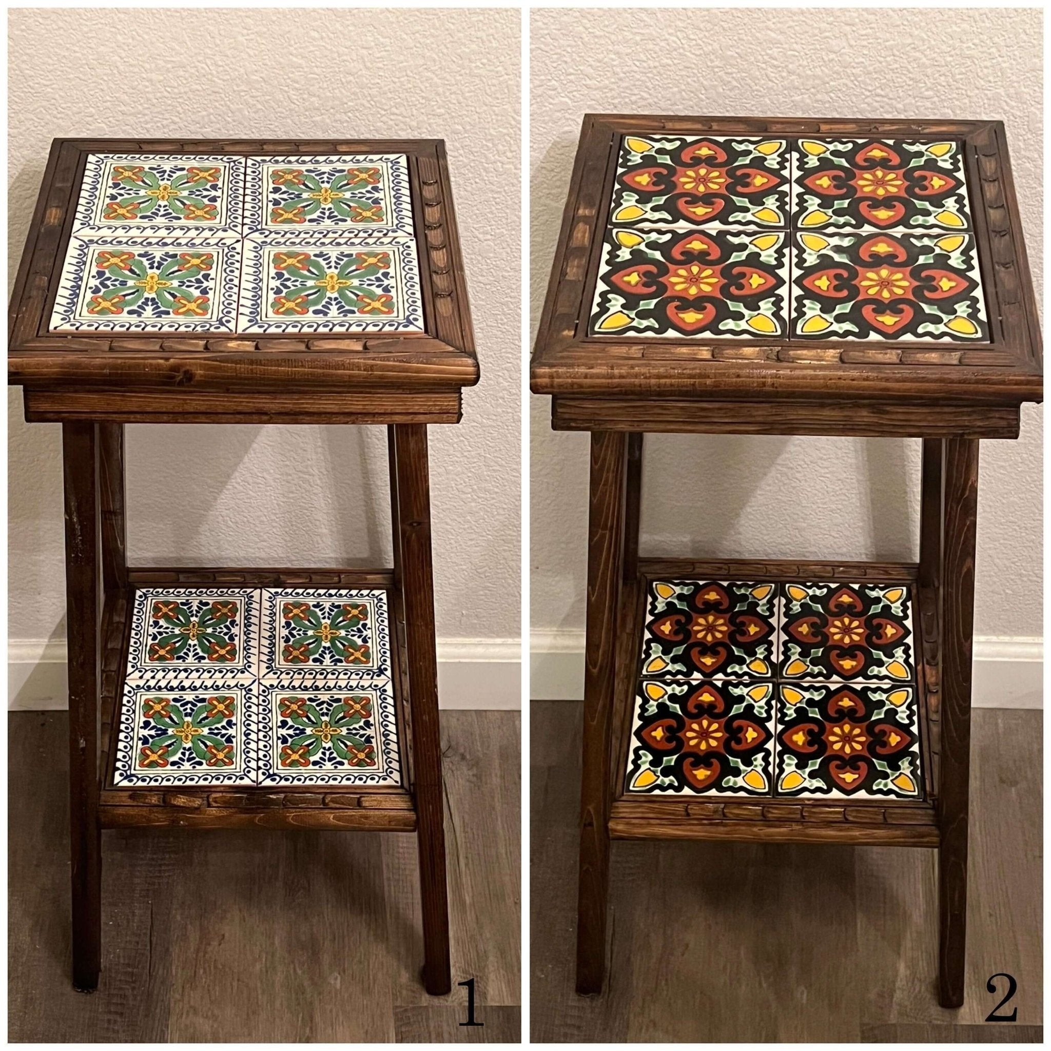 Customizable Mexican End Table | Talavera Tile Wood Side Table Mexican End Table La Vie Bien Customizable Mexican End Table | Talavera Tile Wood Side Table