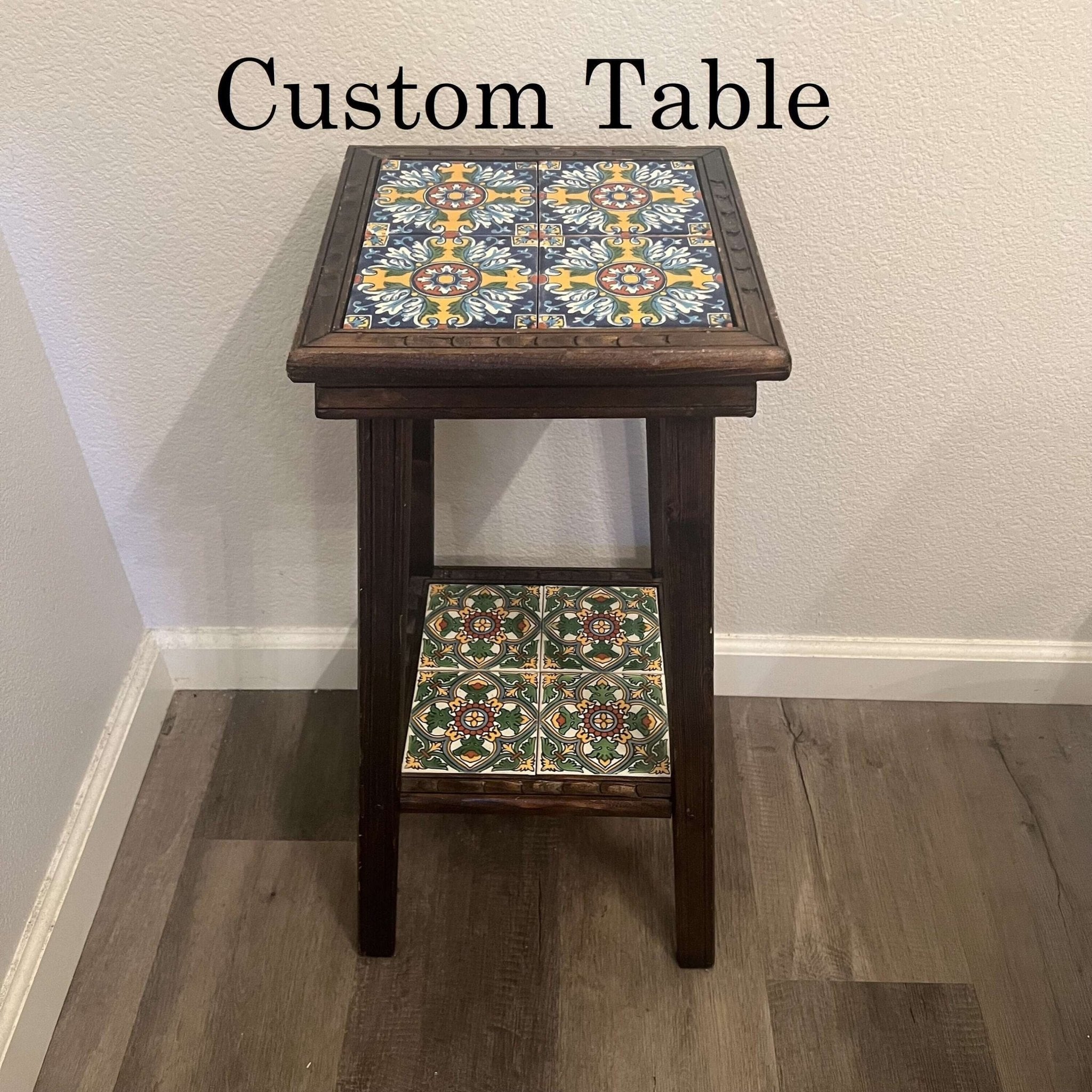 Customizable Mexican End Table | Talavera Tile Wood Side Table Mexican End Table La Vie Bien Customizable Mexican End Table | Talavera Tile Wood Side Table
