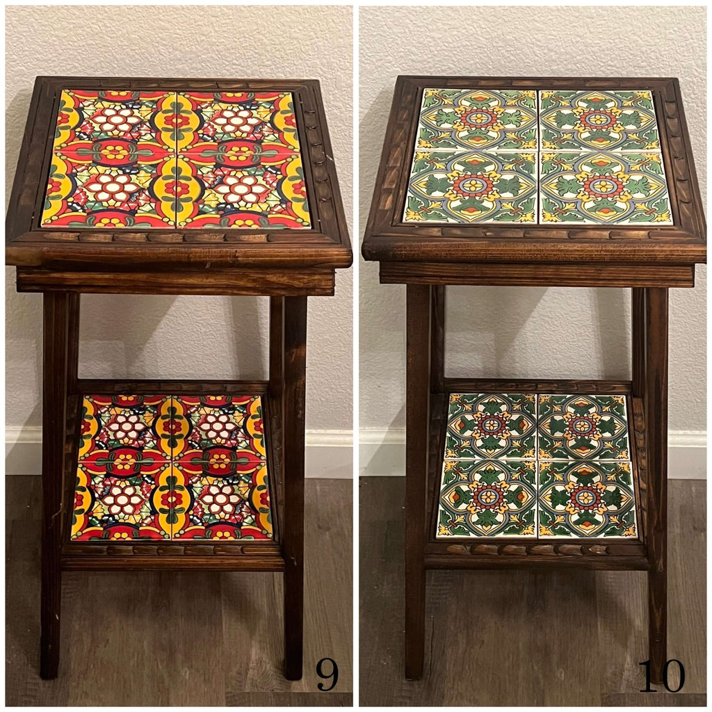 Customizable Mexican End Table | Talavera Tile Wood Side Table Mexican End Table La Vie Bien Customizable Mexican End Table | Talavera Tile Wood Side Table