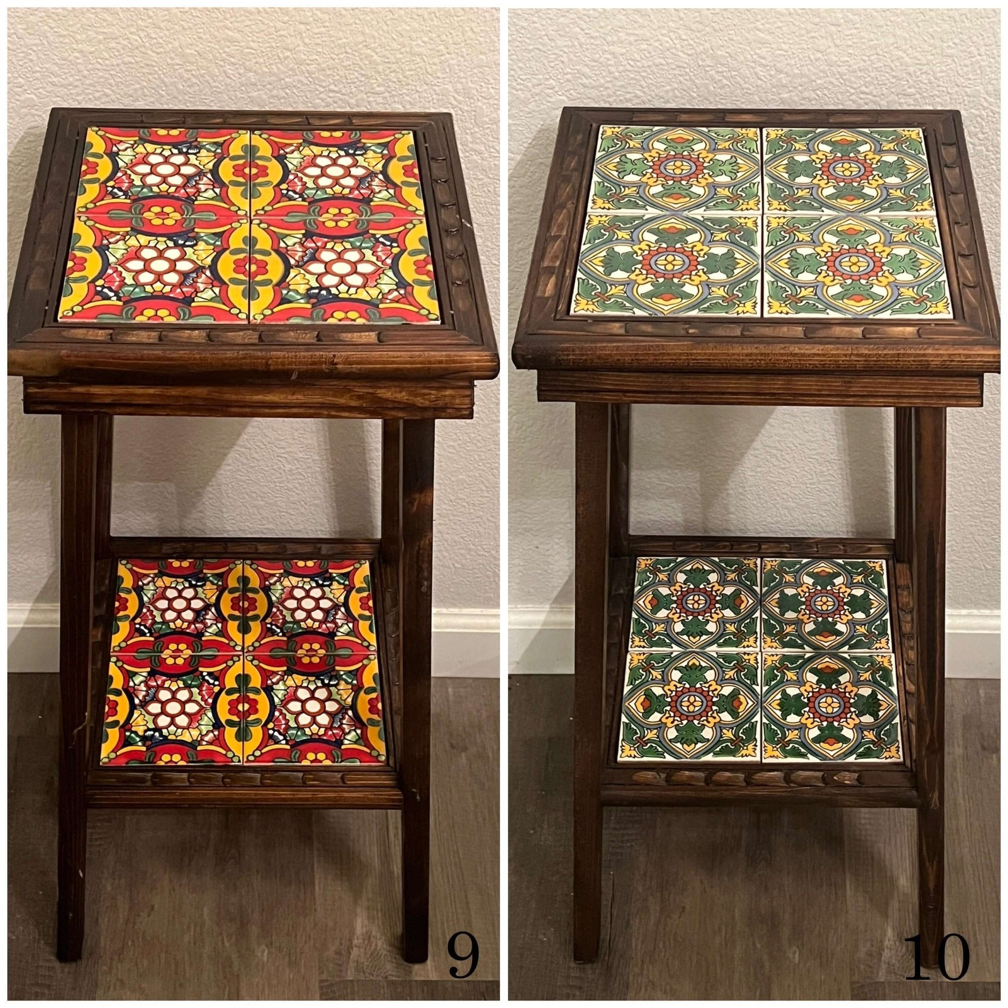 Customizable Mexican End Table | Talavera Tile Wood Side Table Mexican End Table La Vie Bien Customizable Mexican End Table | Talavera Tile Wood Side Table