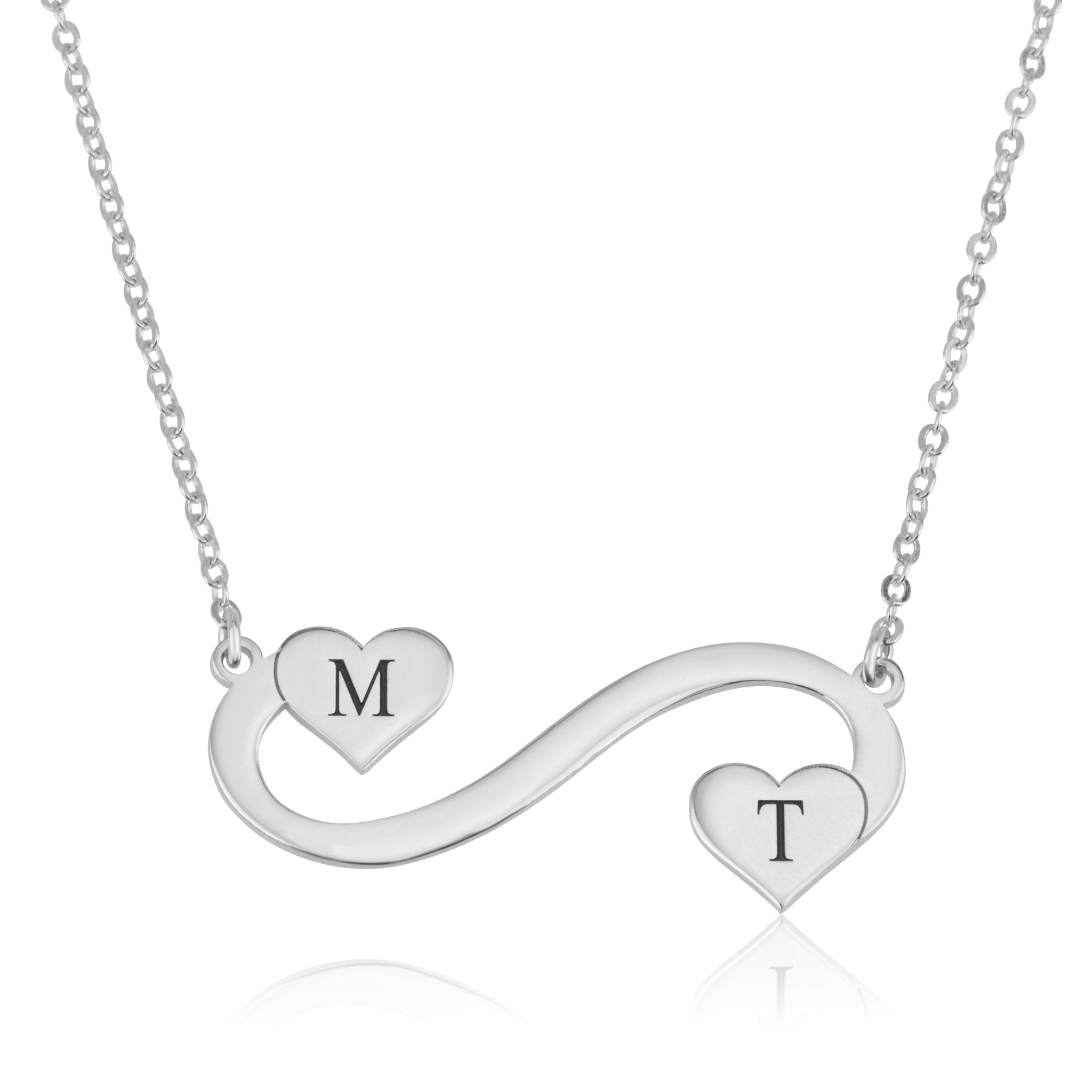 Customize Infinity Initial Necklace with hearts La Vie Bien Customize Infinity Initial Necklace with hearts