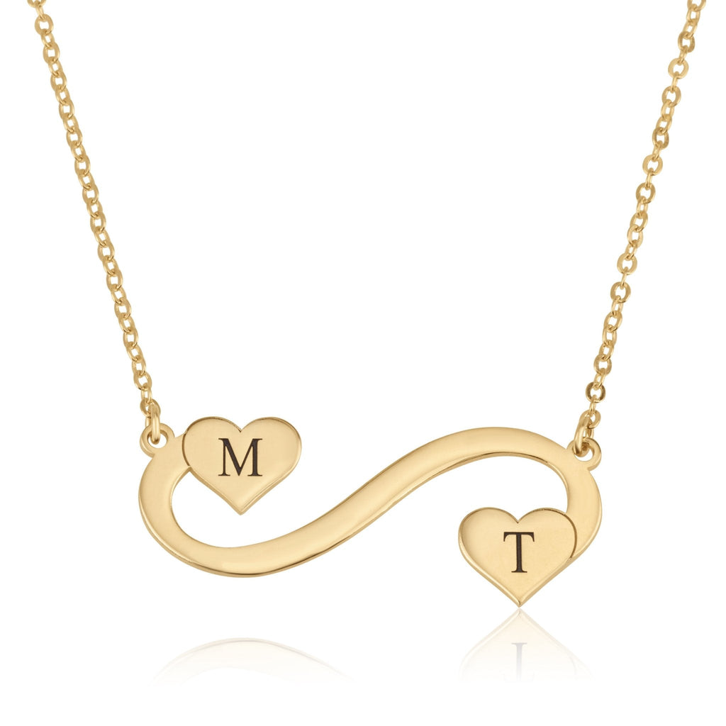 Customize Infinity Initial Necklace with hearts La Vie Bien Customize Infinity Initial Necklace with hearts