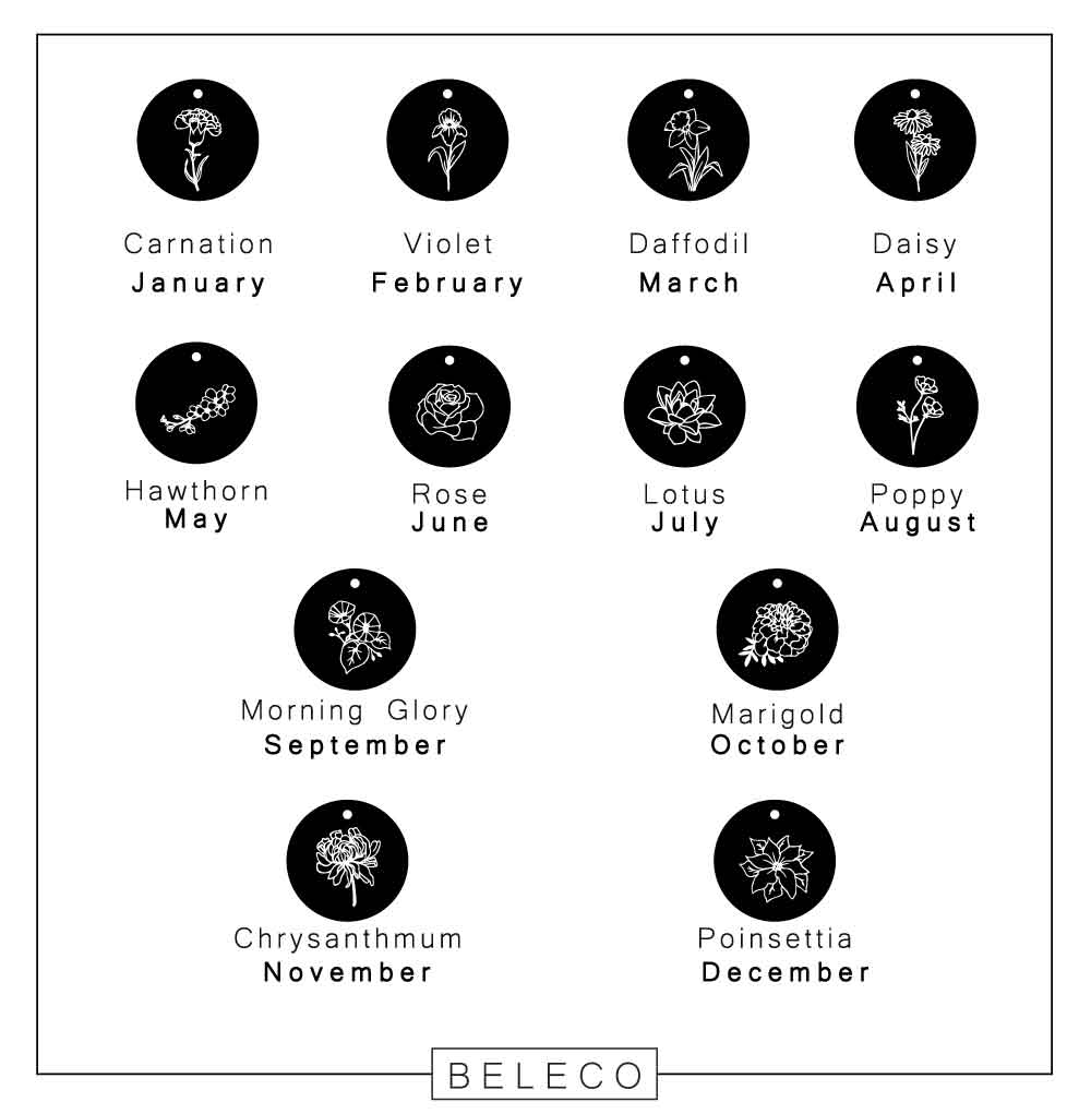 Customized Birth Month Flower Necklace La Vie Bien Customized Birth Month Flower Necklace