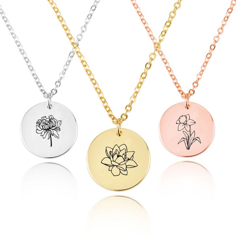 Customized Birth Month Flower Necklace La Vie Bien Customized Birth Month Flower Necklace