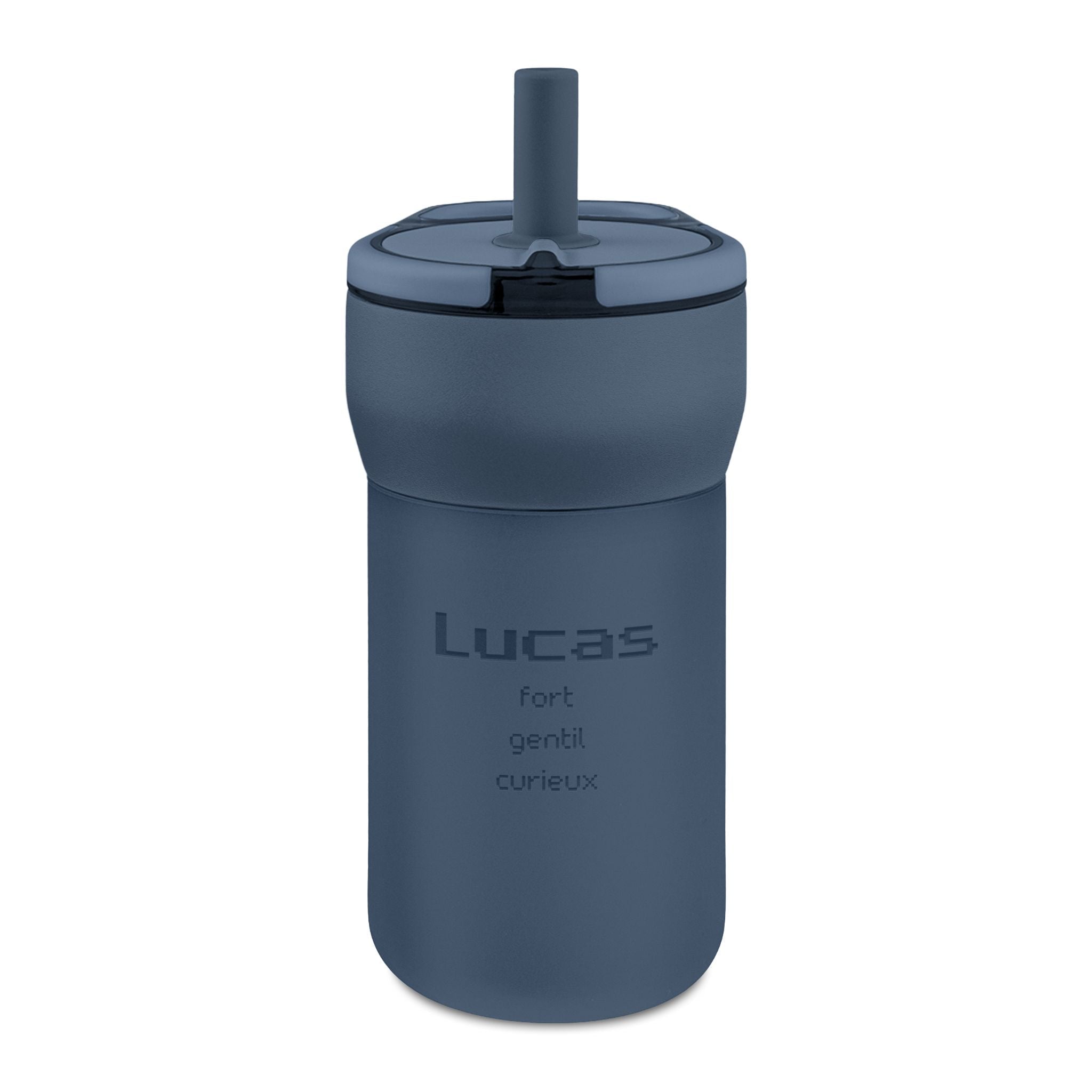 Customized engraved French Kids' name and adjectives Leakproof Straw Tumbler – Personalized Engraved 12oz Spill‑Proof Cup with pixelated font Mug La Vie Bien Customized engraved French Kids' name and adjectives Leakproof Straw Tumbler – Personalized Engraved 12oz Spill‑Proof Cup with pixelated font