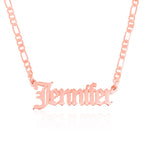 Beleco 14k Gold Plated or Sterling Silver 925 Custom Name Necklace - Personalized Name Plate Necklace for Men & Women with Elegant Figaro Chain, 15 Font Style | Customized & Personalized Necklaces