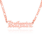 Beleco 14k Gold Plated or Sterling Silver 925 Custom Name Necklace - Personalized Name Plate Necklace for Men & Women with Elegant Figaro Chain, 15 Font Style | Customized & Personalized Necklaces