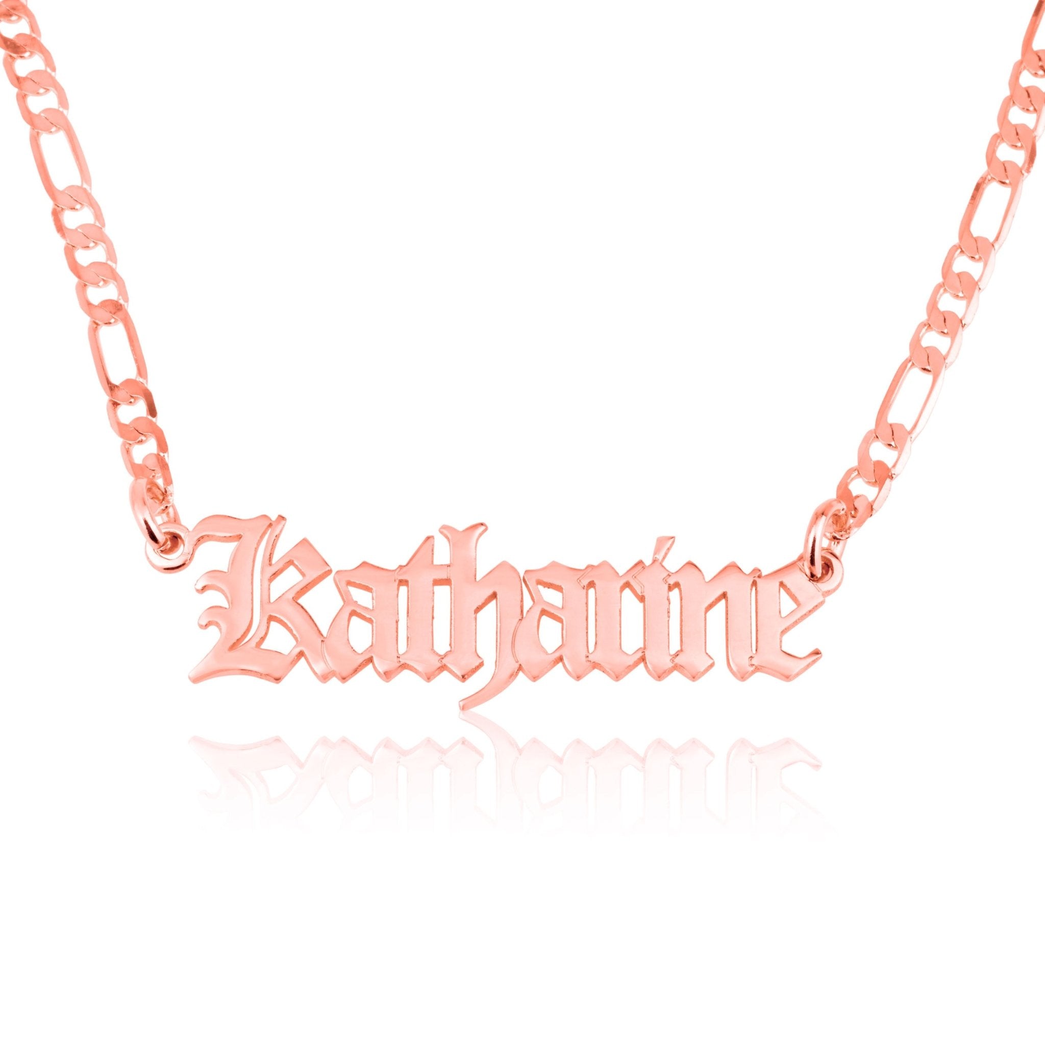 Customized Old English Name Necklace With Figaro Chain