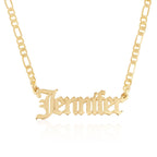 Customized Old English Name Necklace With Figaro Chain La Vie Bien Customized Old English Name Necklace With Figaro Chain