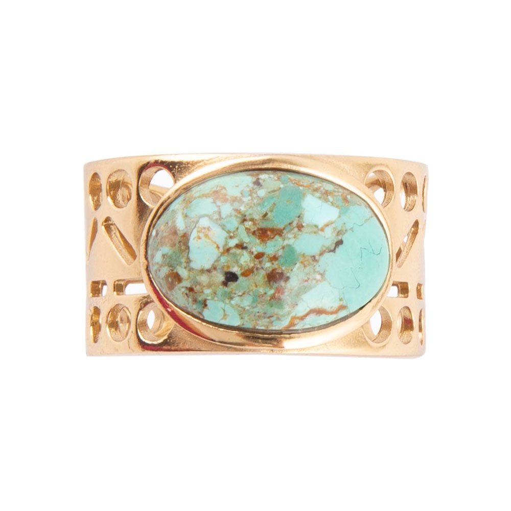 Cut it Out Blue Turquoise Golden Ring Rings La Vie Bien Cut it Out Blue Turquoise Golden Ring